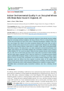 Indoor Environmental Quality in an Occupied Whole Life Straw Bale House in England, UK.