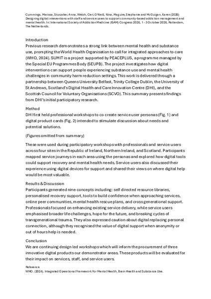 Designing digital interventions with staff and service users to support community-based addiction management and mental health
