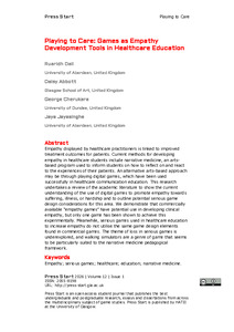 Playing to Care: Games as Empathy  Development Tools in Healthcare Education