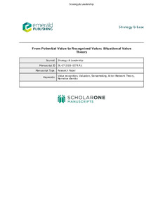 From Potential Value to Recognised Value: Situational Value Theory
