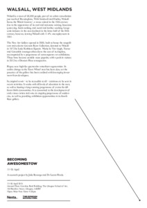 Becoming Awesomestow - profiling investments in cultural assets and creative quarters in British towns and their impact on regeneration