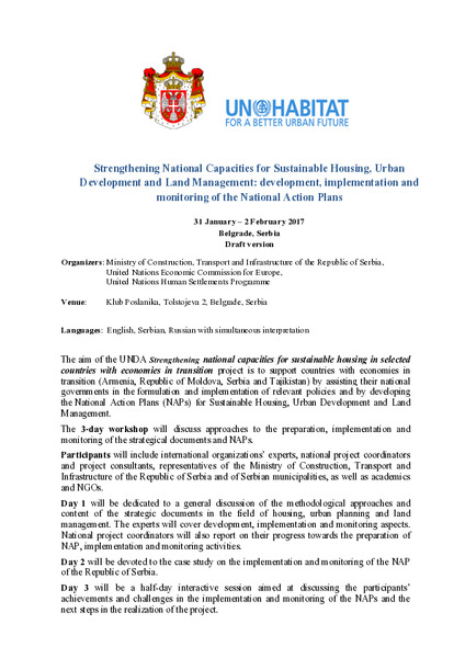 Strengthening national capacities for sustainable housing, energy efficiency and urban development: Best practice in city design