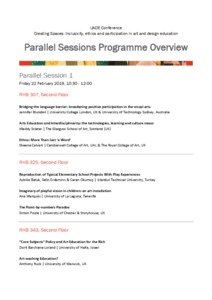 Creating Spaces:  inclusivity, ethics and participation in art and design education (International Journal of Art and Design Education 2019 Conference)