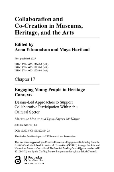 Engaging Young People in Heritage Contexts: design-led approaches to support collaborative participation within the cultural sector