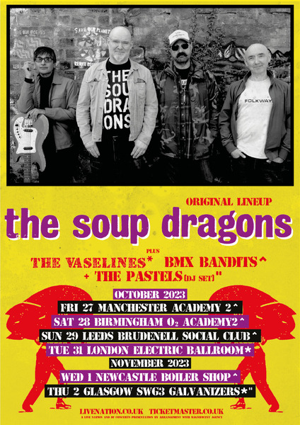Tour Merchandise 2023, a range of merchandise designed, produced and sold on The Soup Dragons 2023 reunion tour