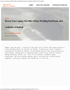 Drown your laptop: on office sirens, working from home, and aesthetics of refusal